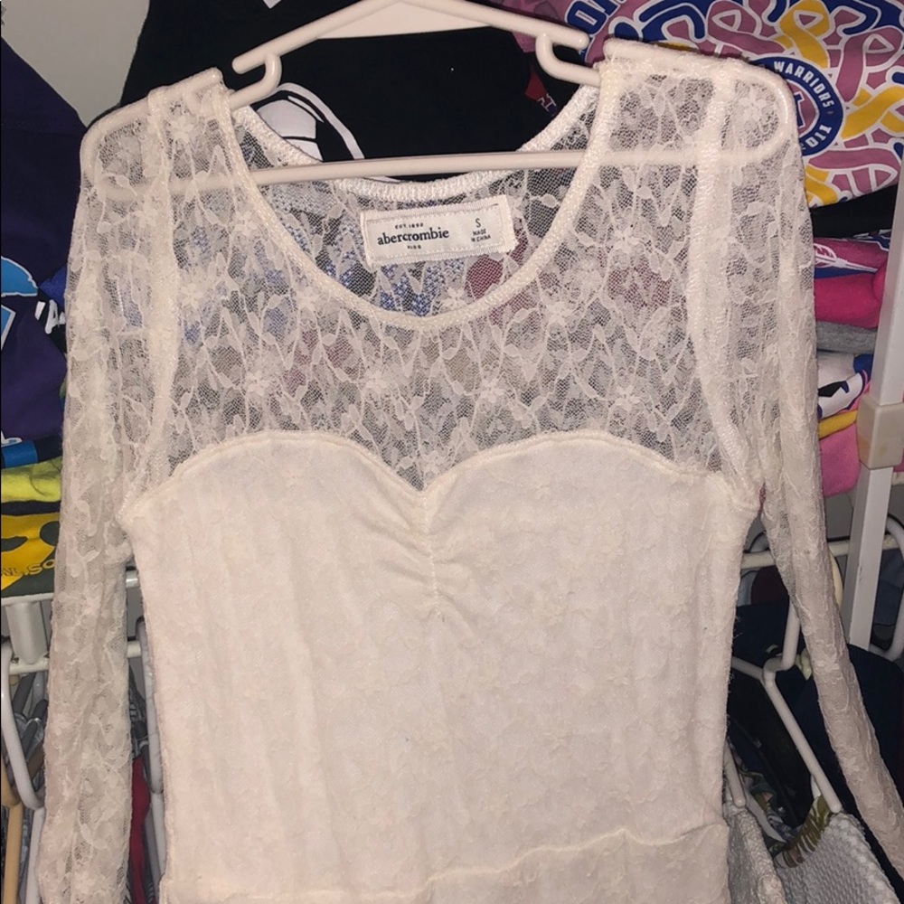 White Abercrombie 3/4 sleeve lace dress